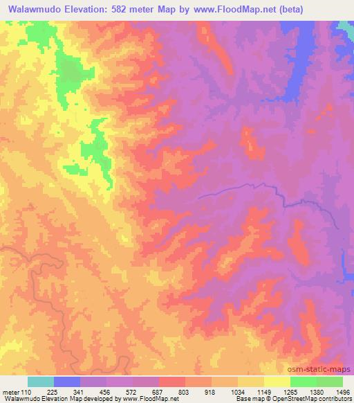 Walawmudo,Myanmar Elevation Map