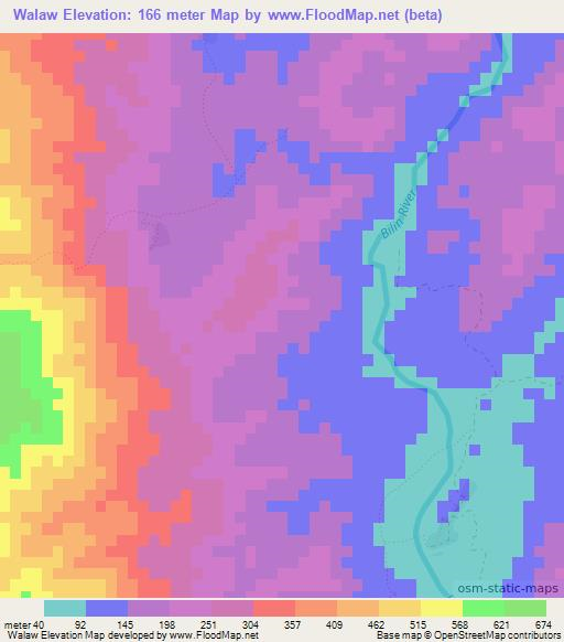 Walaw,Myanmar Elevation Map