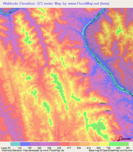 Wakhodo,Myanmar Elevation Map