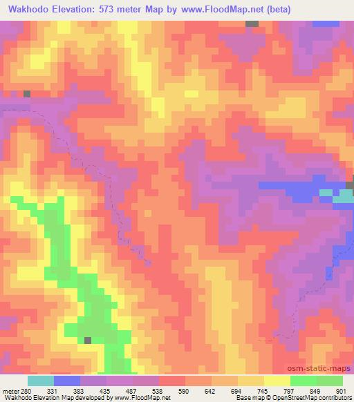 Wakhodo,Myanmar Elevation Map