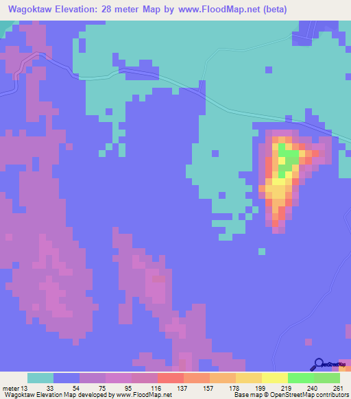 Wagoktaw,Myanmar Elevation Map