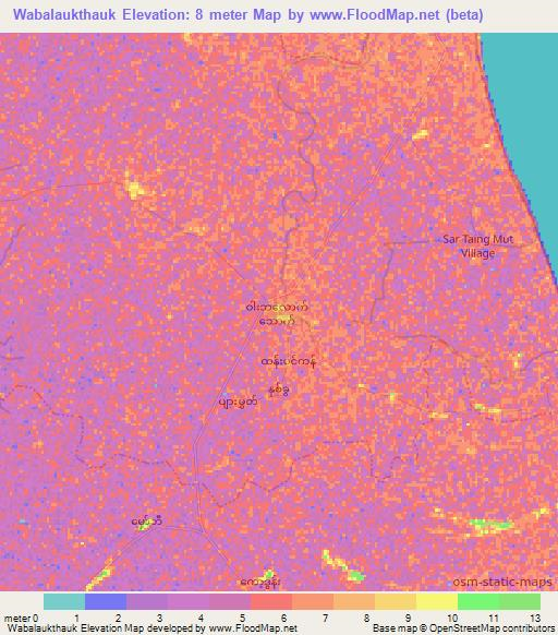 Wabalaukthauk,Myanmar Elevation Map