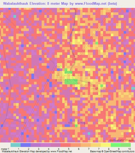 Wabalaukthauk,Myanmar Elevation Map