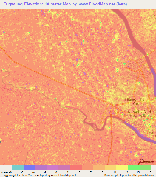 Tugyaung,Myanmar Elevation Map
