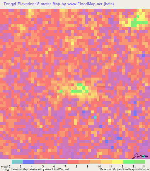 Tongyi,Myanmar Elevation Map