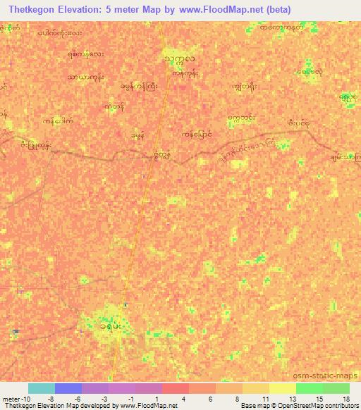 Thetkegon,Myanmar Elevation Map