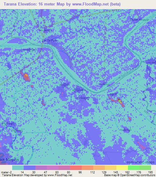 Tarana,Myanmar Elevation Map