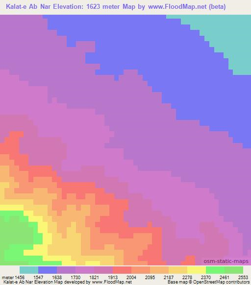 Kalat-e Ab Nar,Iran Elevation Map