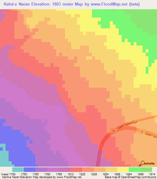 Kahd-e Naran,Iran Elevation Map