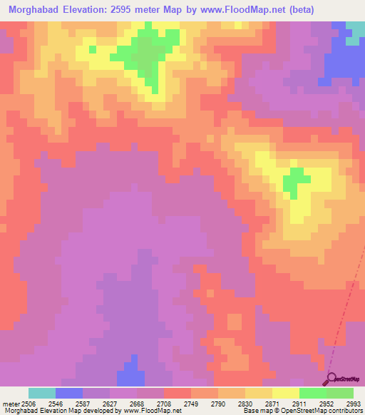 Morghabad,Iran Elevation Map