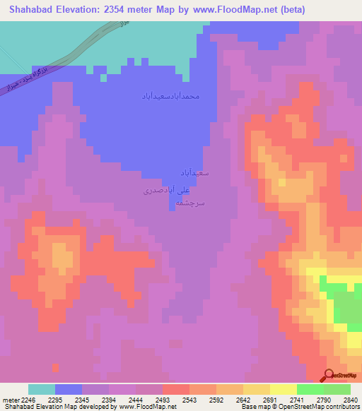 Shahabad,Iran Elevation Map
