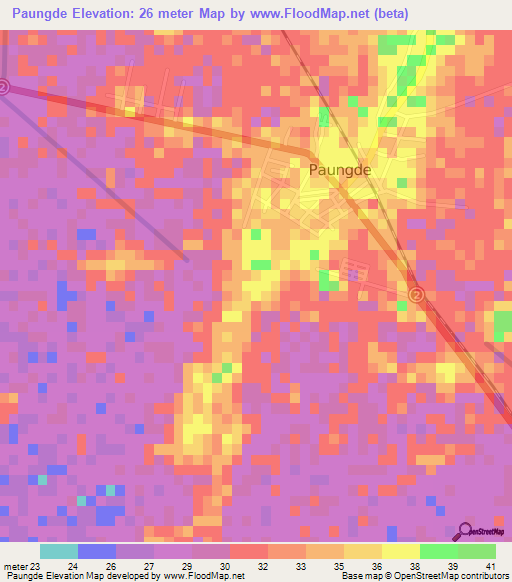 Paungde,Myanmar Elevation Map