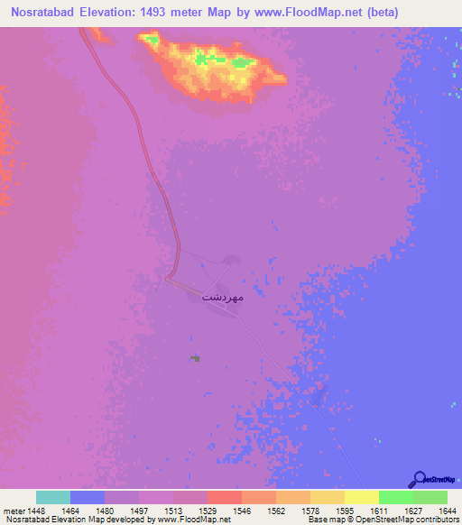 Nosratabad,Iran Elevation Map