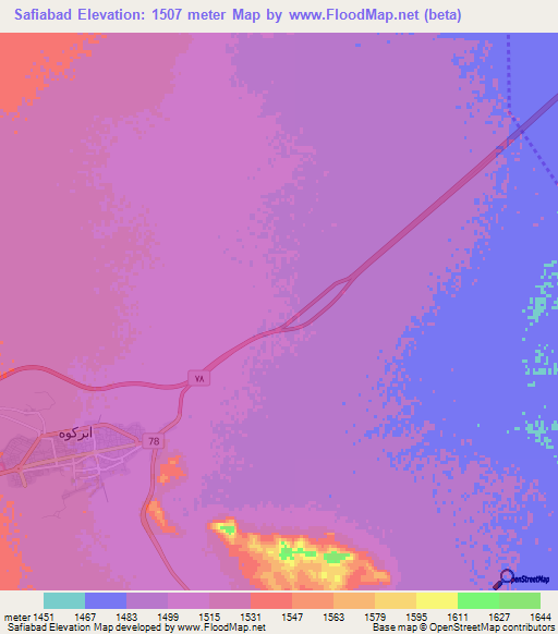 Safiabad,Iran Elevation Map