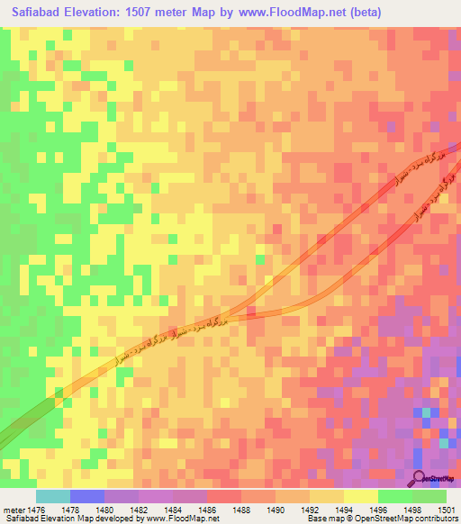 Safiabad,Iran Elevation Map