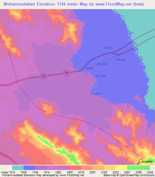 Mohammadabad,Iran Elevation Map