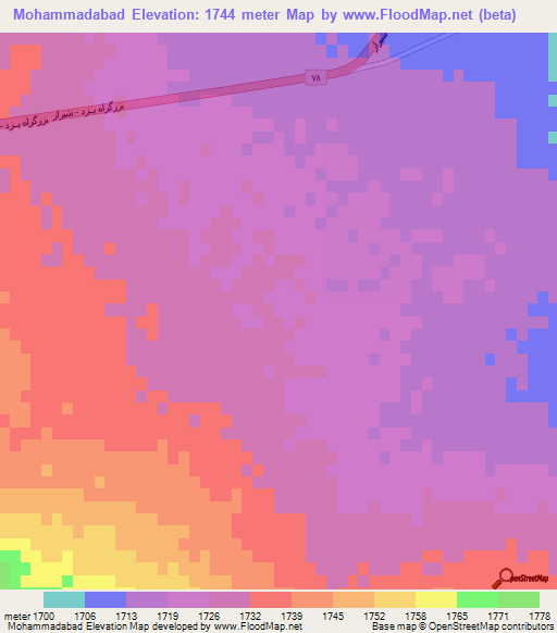 Mohammadabad,Iran Elevation Map