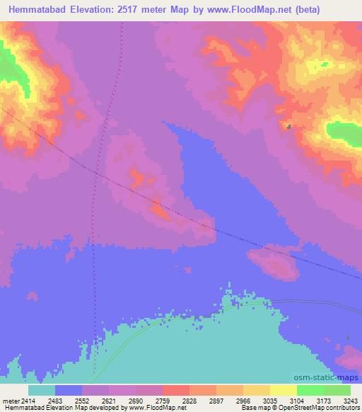 Hemmatabad,Iran Elevation Map
