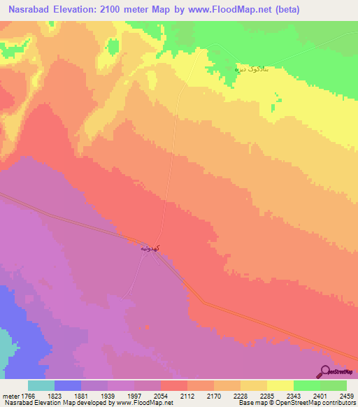 Nasrabad,Iran Elevation Map