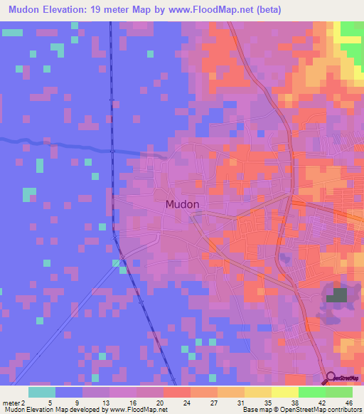 Mudon,Myanmar Elevation Map