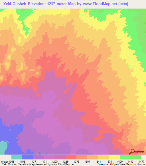 Yeki Qusheh,Iran Elevation Map