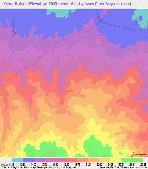Yasta Bolagh,Iran Elevation Map