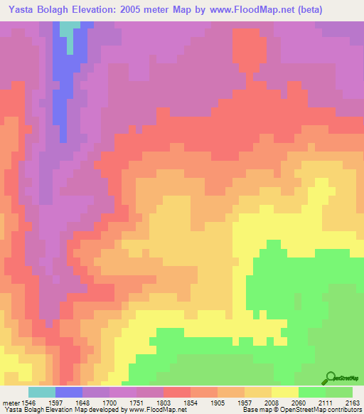 Yasta Bolagh,Iran Elevation Map
