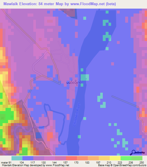 Mawlaik,Myanmar Elevation Map