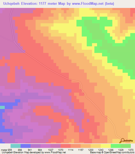 Uchqebeh,Iran Elevation Map