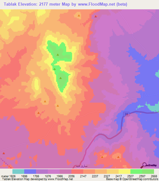 Tablak,Iran Elevation Map