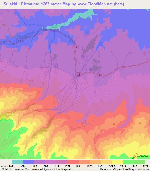 Sulakhlu,Iran Elevation Map