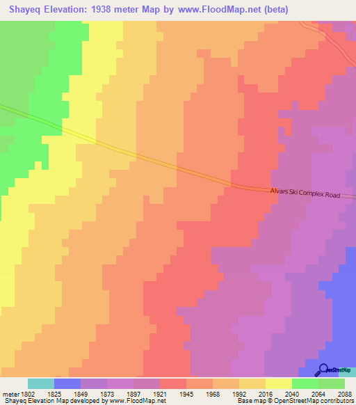 Shayeq,Iran Elevation Map