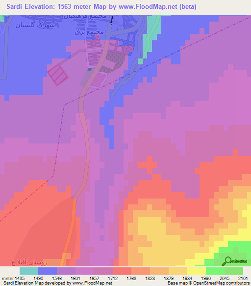 Sardi,Iran Elevation Map