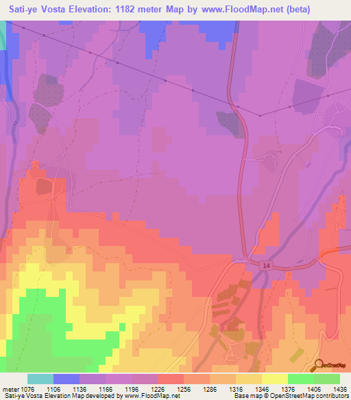 Sati-ye Vosta,Iran Elevation Map