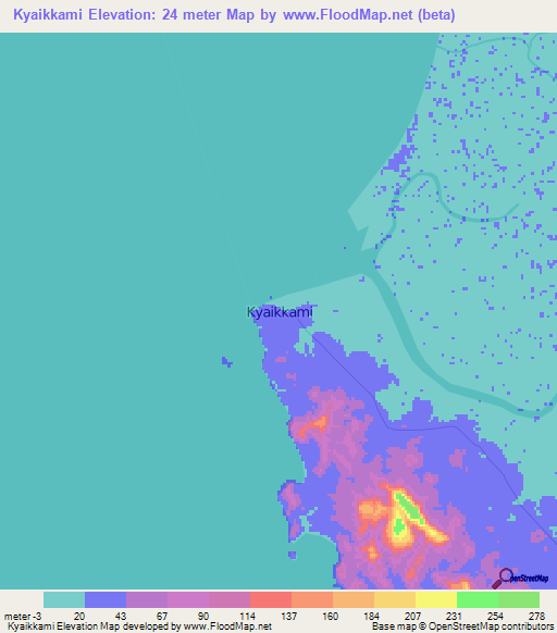 Kyaikkami,Myanmar Elevation Map