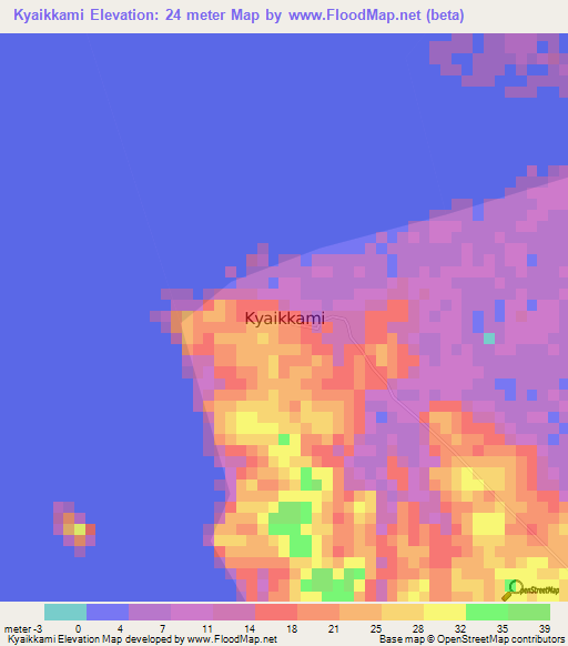 Kyaikkami,Myanmar Elevation Map