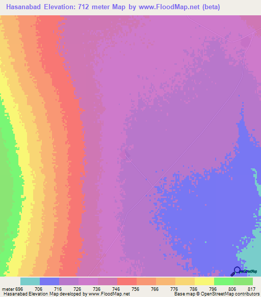 Hasanabad,Iran Elevation Map