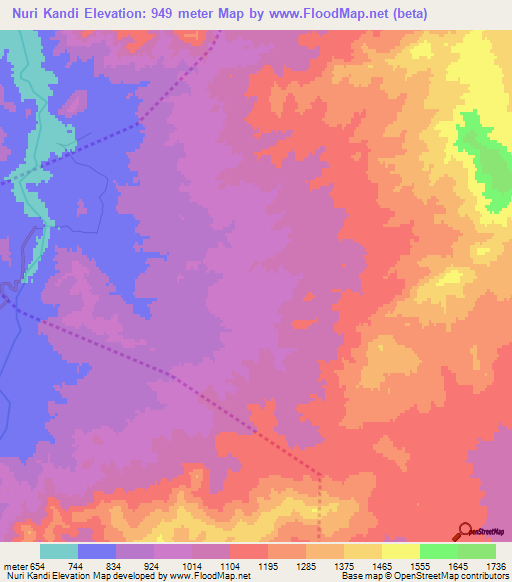 Nuri Kandi,Iran Elevation Map