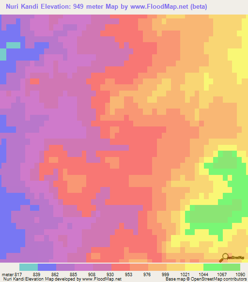 Nuri Kandi,Iran Elevation Map