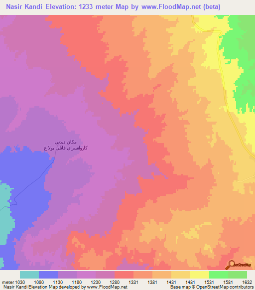 Nasir Kandi,Iran Elevation Map