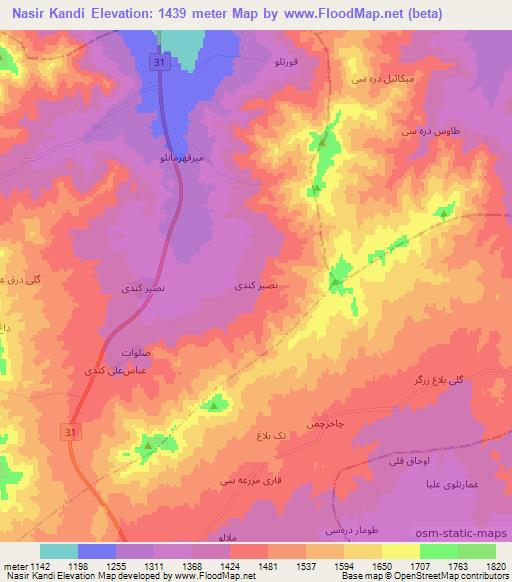 Nasir Kandi,Iran Elevation Map