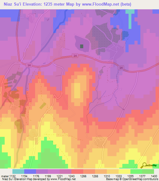 Niaz Su'i,Iran Elevation Map