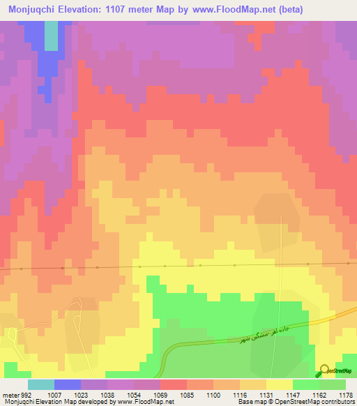 Monjuqchi,Iran Elevation Map
