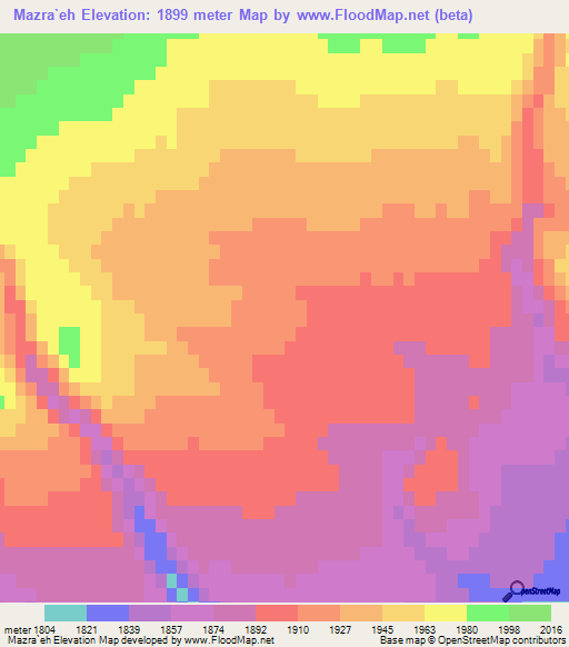 Mazra`eh,Iran Elevation Map