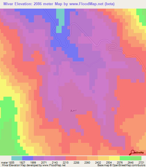 Mivar,Iran Elevation Map