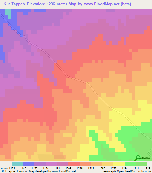 Kut Tappeh,Iran Elevation Map
