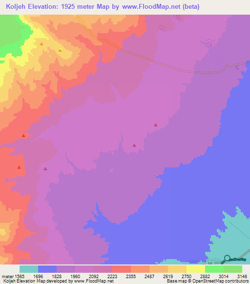 Koljeh,Iran Elevation Map