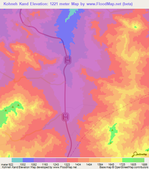 Kohneh Kand,Iran Elevation Map