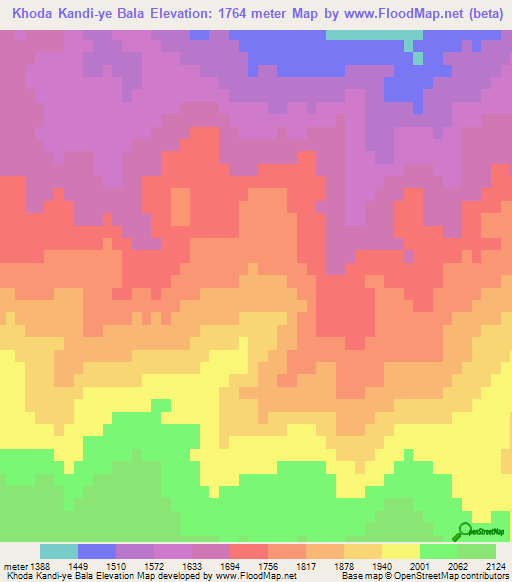 Khoda Kandi-ye Bala,Iran Elevation Map