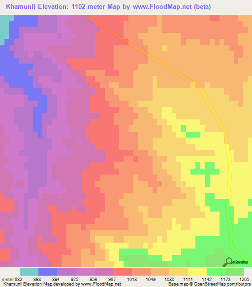 Khamunli,Iran Elevation Map